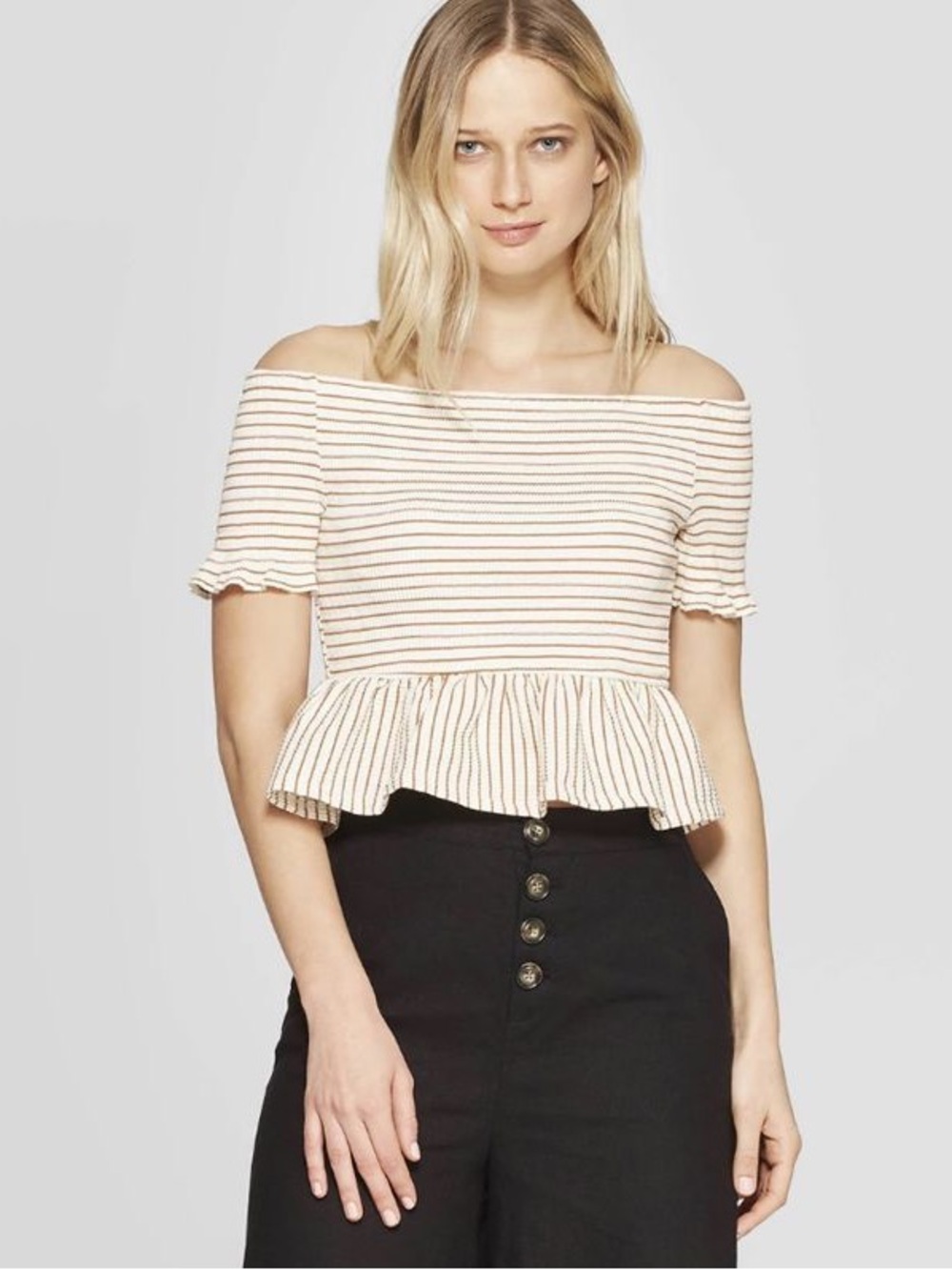 Who What Wear Off-Shoulder Striped Peplum Top Women’s Size XXL